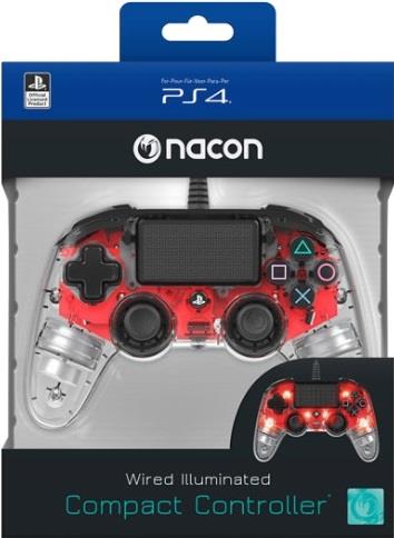 NACON Controller Nacon con cavo per Sony PS4 rosso glow